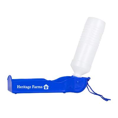 Travel pet water dispenser with custom imprint.