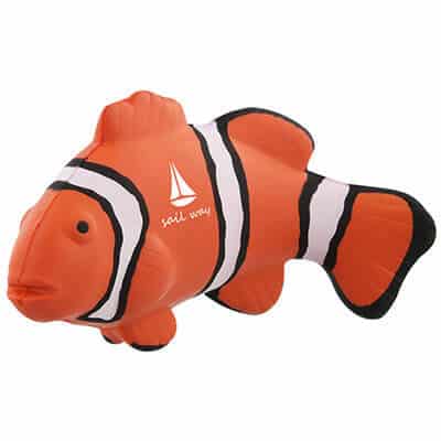 Foam clownfish stress ball with logo.