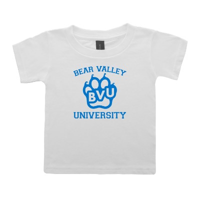 Custom white toddler t-shirt with logo.