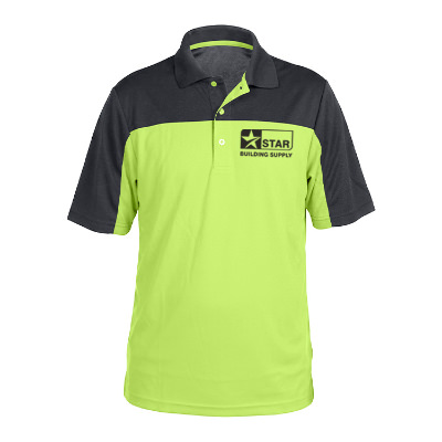 Personalized safety yellow with carbon men's performance polo