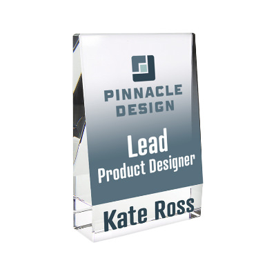Crystal award with custom full color imprint.