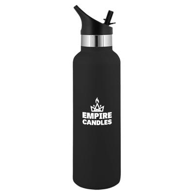 Black stainless bottle with custom print.