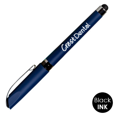 Five metal stylus pens with custom logo.