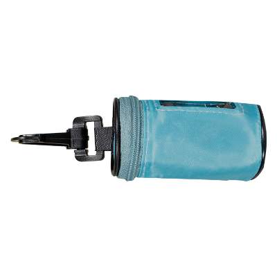 Blue zippered pet bag dispenser blank.