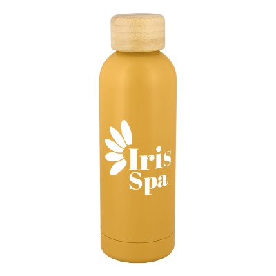 Beehive stainless sports bottle with custom logo.