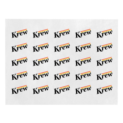 White tissue paper with a personalized logo.