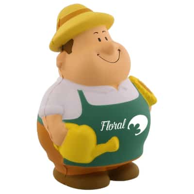 Foam gardener pete stress ball logoed with custom print.