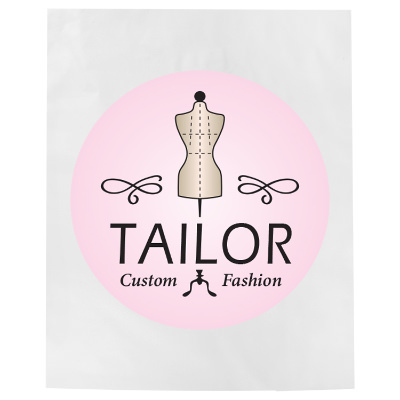 White poly mailer bag with a personalized logo.