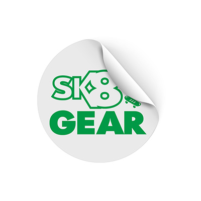 1-1/2 inch circle sticker with custom imprint.