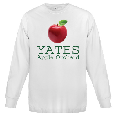 White long sleeve t-shirt with full color logo.