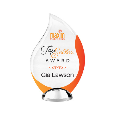 Crystal award with custom full color imprint.