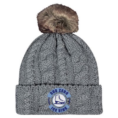 Gray custom embroidered grey beanie.