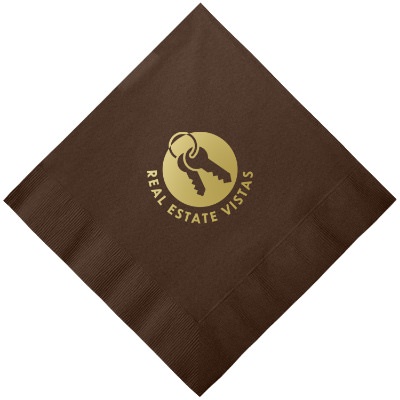 3Ply tissue hunter green dinner napkin with foil diagonal imprint.