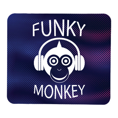 White polyester mouse pad with a custom logo.
