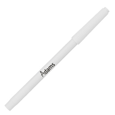 White plastic marker with a customized imprint.