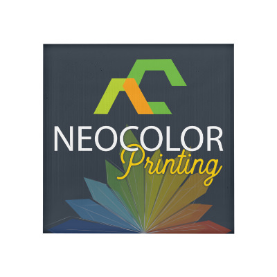 White plastic yard sign with a custom imprint.
