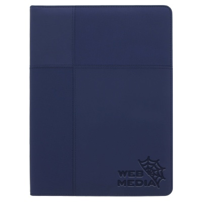 Blue leeman tuscany tech padfolio with personalized debossed imprint.