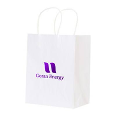 Paper gloss white rizzo recyclable foil stamped bag printed.