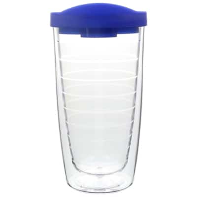 Acrylic clear with blue tumbler blank in 16 ounces.