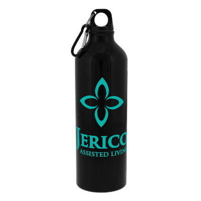 Aluminum black water bottle with custom logo in 25 oz.