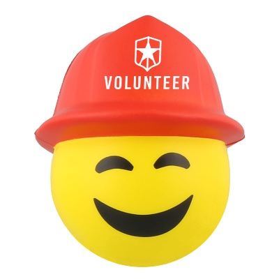 Yellow with red foam stress ball with a custom logo.