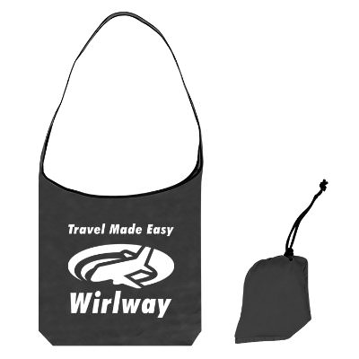 RPET black foldable tote bag with custom one color artwork.