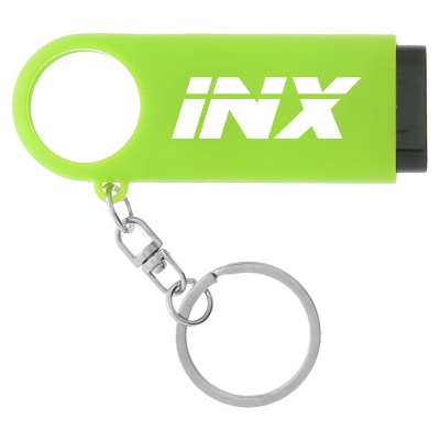 Black magnifying flashlight with one color custom imprint.