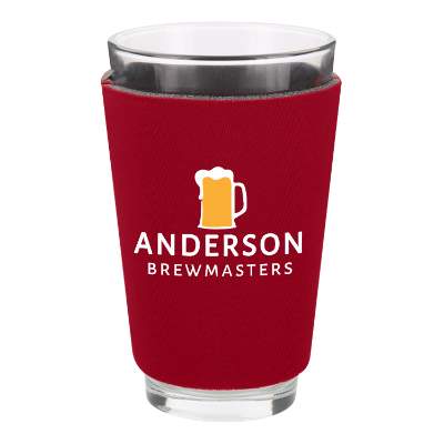Foam pint sleeve with custom full-color logo.