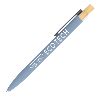 Light gray aluminum pen with a custom imprint.