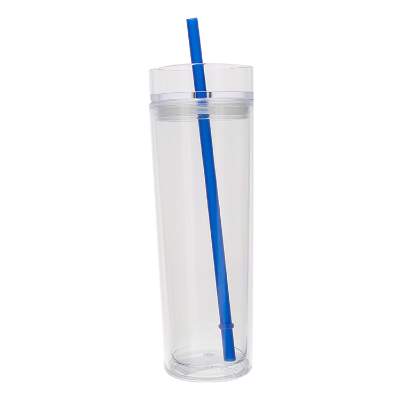 Blank dual lid clear tumbler.