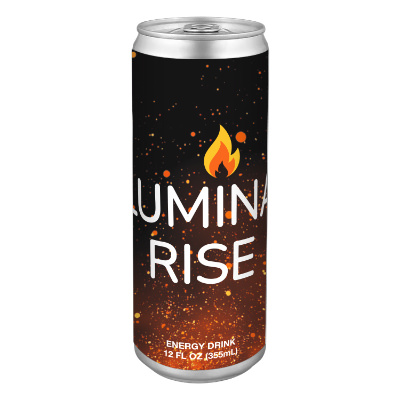 Silver aluminum drink can with a branded logo.