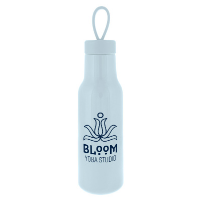 Light blue water bottle with custom logo in 22 oz.
