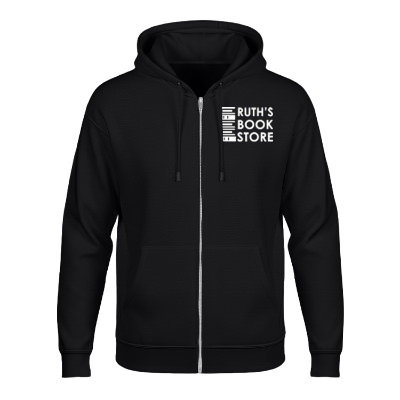 Black cutomized hooded zip up sweatshirt.