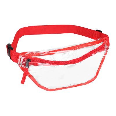 PVC red fanny pack printed with customized image with adjustable strap.
