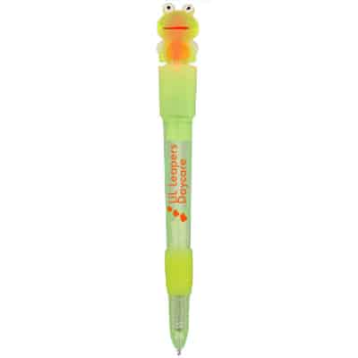 Plastic light up frog topper pen.