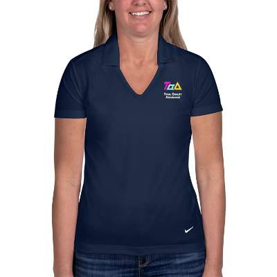 Blue custom embroidered dri-fit vertical mesh polo