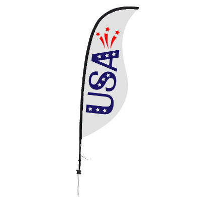 9-ft. stand-up flag with custom logo.