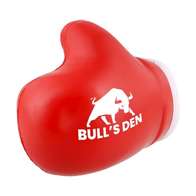 Red foam stress ball with a custom imprint.