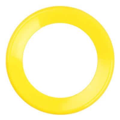 Plastic yellow halo flying disc blank.