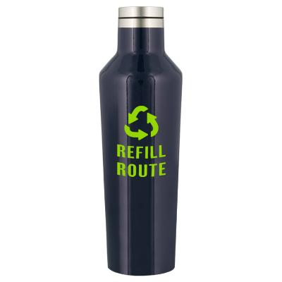 Gloss navy stainless bottle with custom logo.