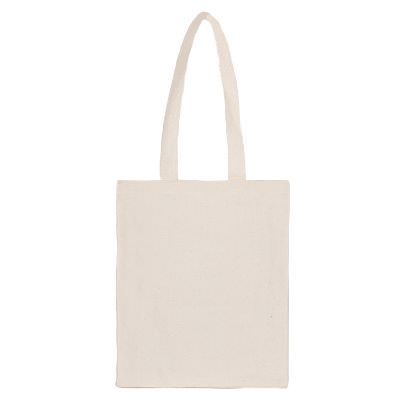 Blank natural cotton tote bag with reinforced handles.