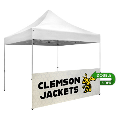 Full-color 10-ft. tent half wall with custom imprint.
