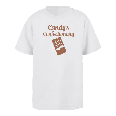 White youth custom imprinted short sleeve shirt.