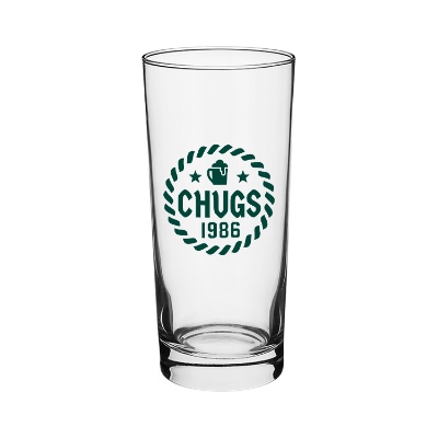 Glass clear whiskey glass with custom imprint in 15 ounces.