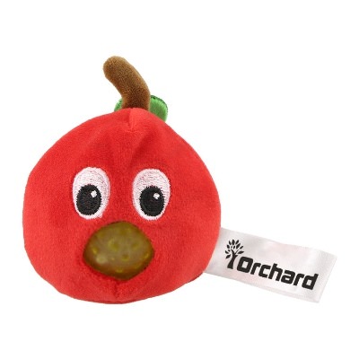 Red plush stress buster with a custom imprint.