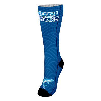 Full color dress sock with custom logo.
