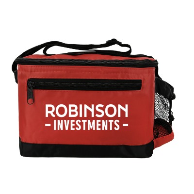 Nylon lime green delta 6 pack cooler bag with custom imprint.