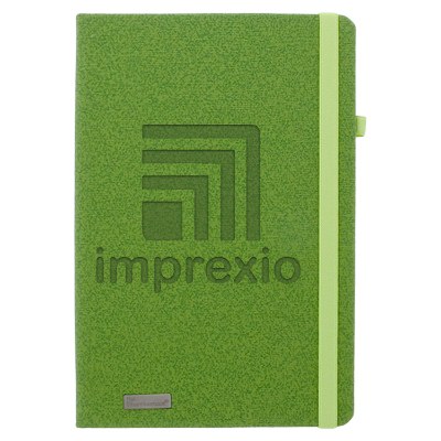Green with light green elastic strap and custom debossed imprint.