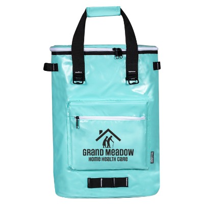 Mint cooler backpack with custom logo.