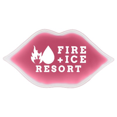 Pink plastic hot and cold pack with a personalized logo